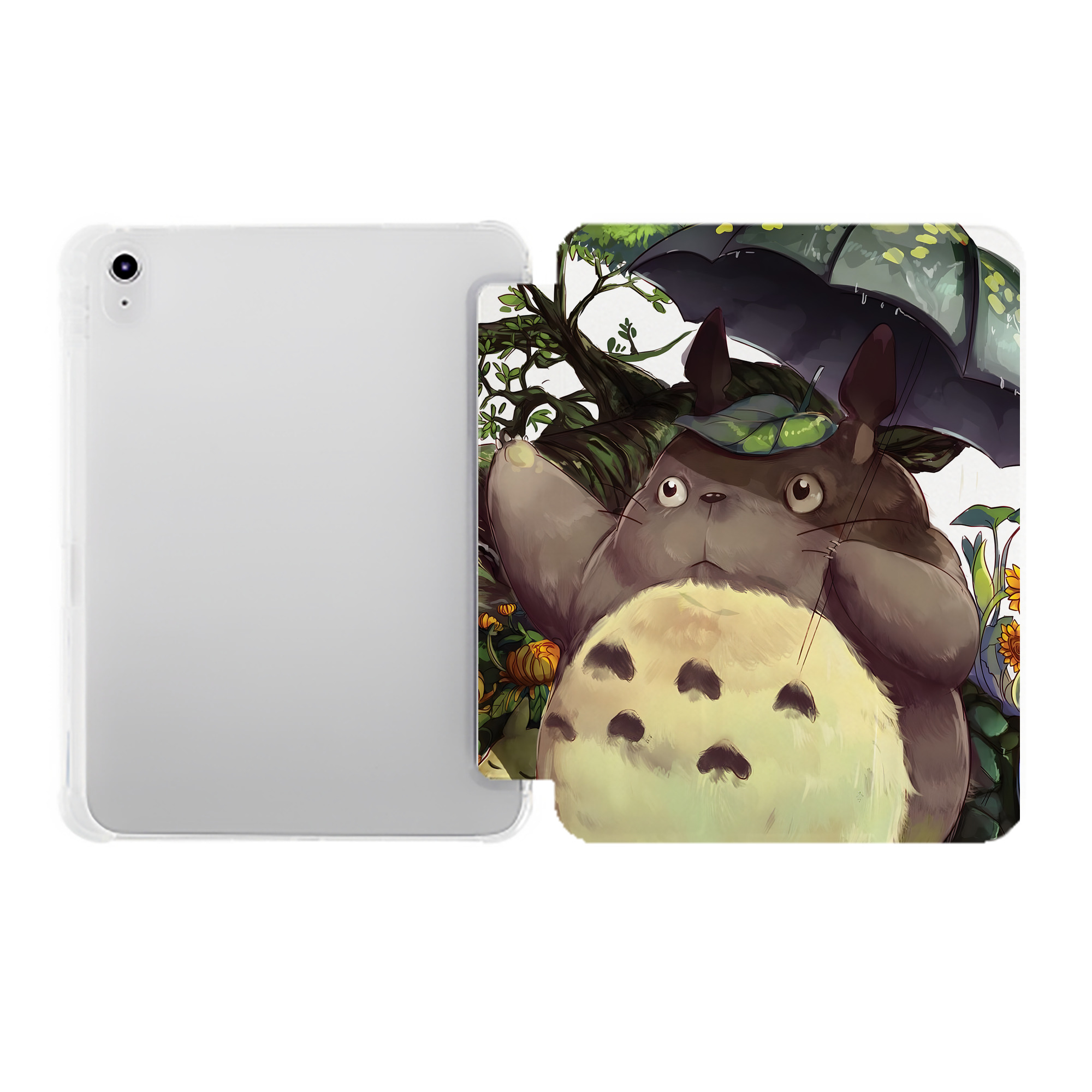 （画像用） となりのトトロ 草壁メイ 草壁サツキ My Neighbor Totoro Satsuki Kusakabe Mei Kusakabe IPad ケース ペン収納付き 三つ折りスタンド PUレザー×シリコン 対応機種9.5/10.5/10.9インチ